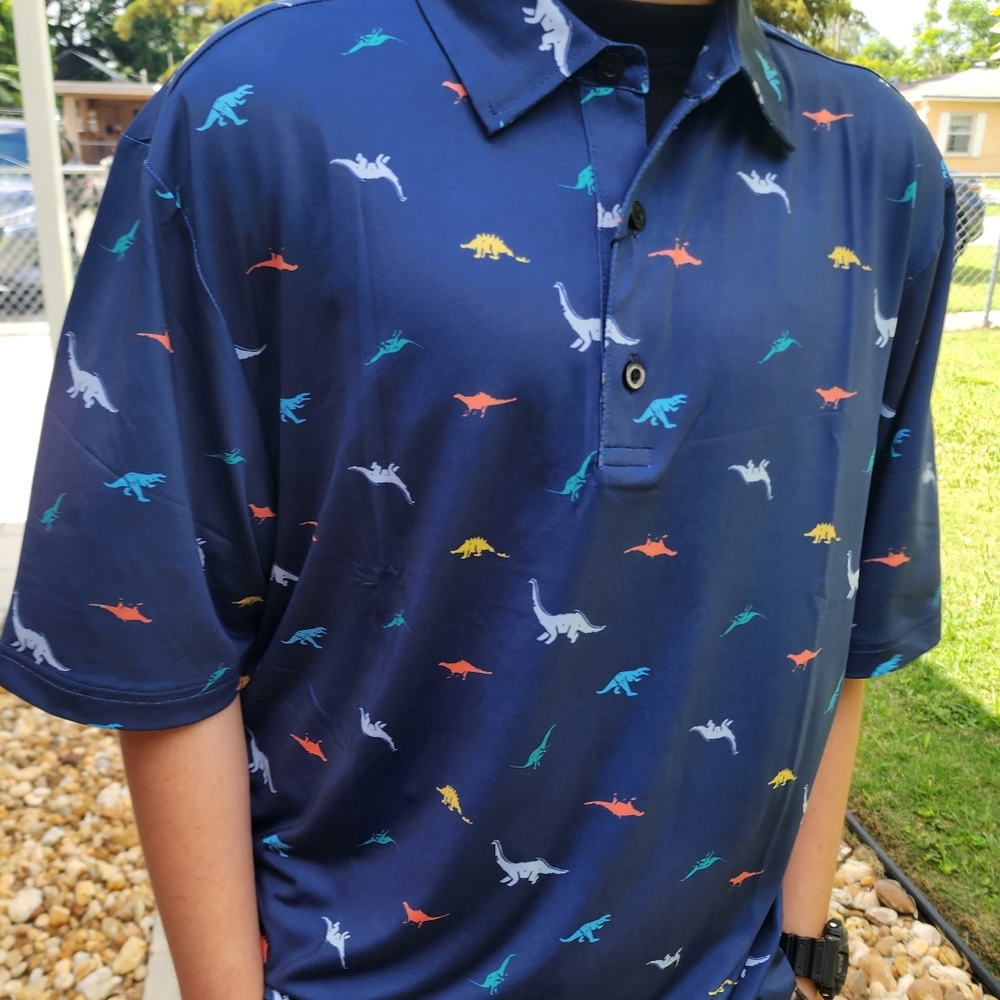 Men High Quality Regular Fit Dinosaurs Design Polo Shirt - Small/Med/Large